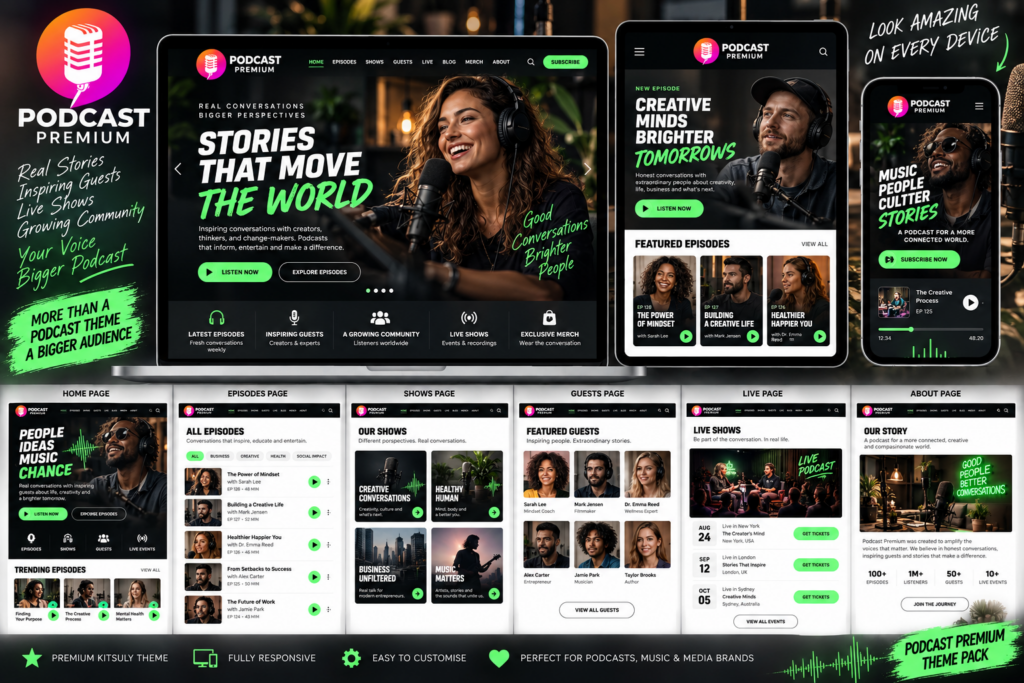 Podcast Premium — Podcast, Music & Media Theme cover